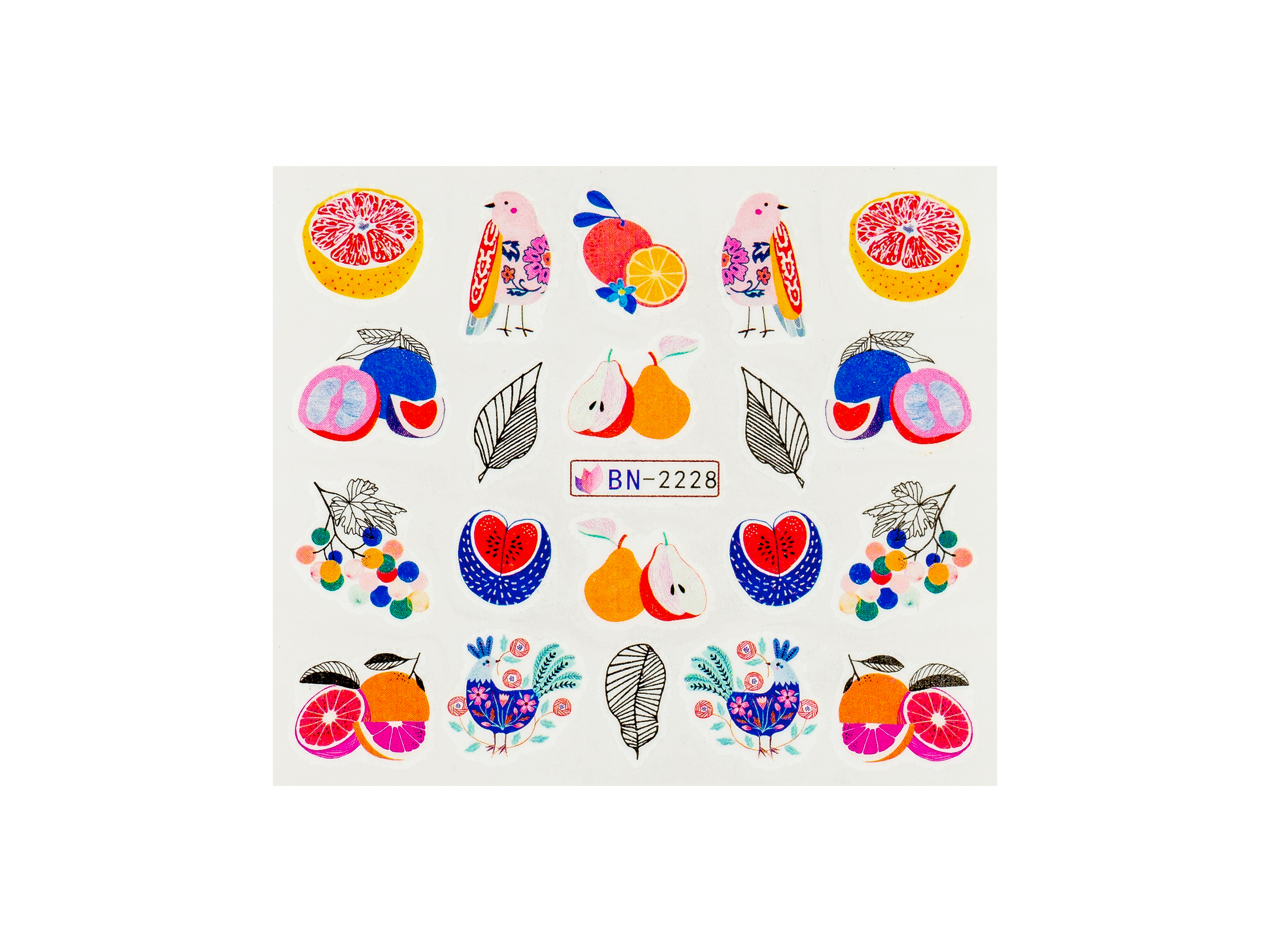 Levně BIO NAILS Vodolepka BN-2228 ptáčci a ovoce