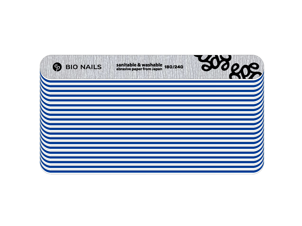 BIO NAILS Pilník profi 180/240 zebra rovný logo šedý Kusy: 20 ks
