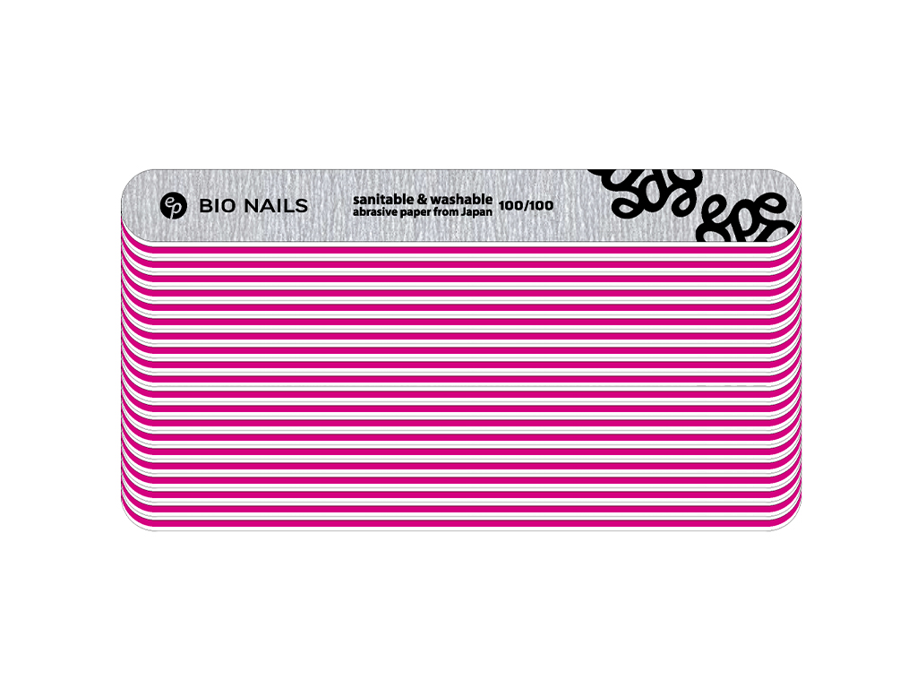 BIO NAILS Pilník profi 100/100 zebra rovný logo šedý Kusy: 20 ks