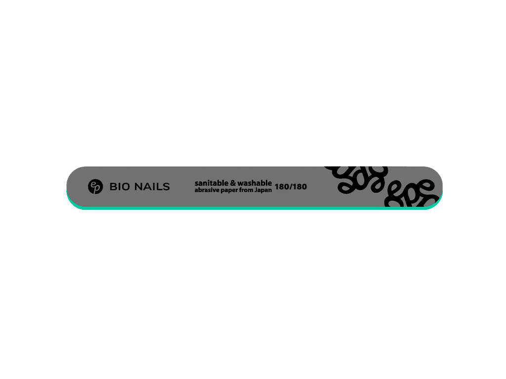 BIO NAILS Pilník profi 180/180 tenký rovný logo šedý Kusy: 1 ks