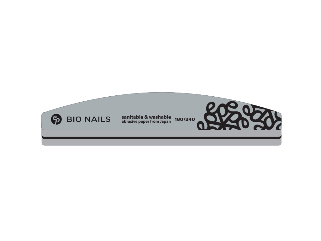 Levně BIO NAILS Pilník profi 180/240 pěnový půlměsíc logo Kusy: 1 ks