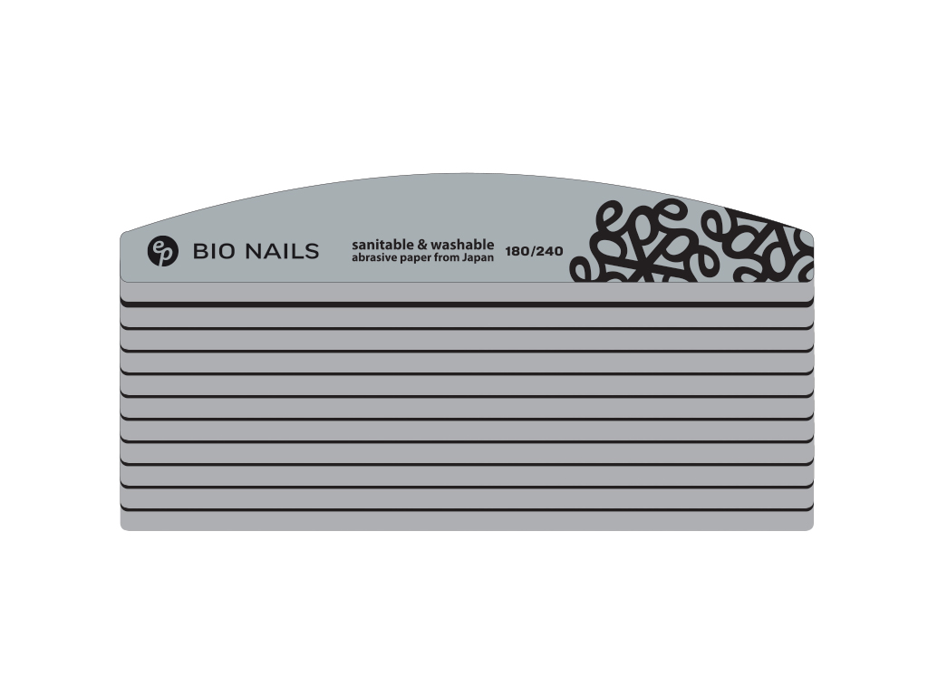 Levně BIO NAILS Pilník profi 180/240 pěnový půlměsíc logo Kusy: 10 ks