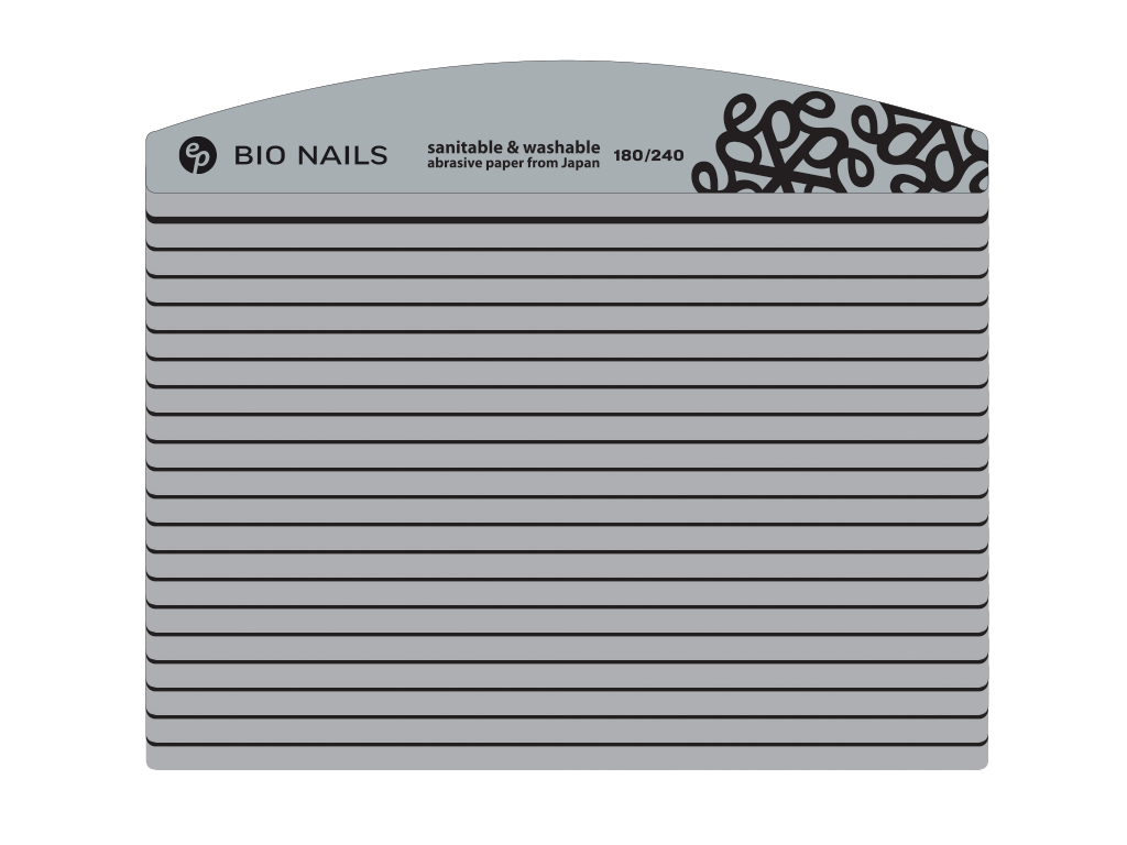 Levně BIO NAILS Pilník profi 180/240 pěnový půlměsíc logo Kusy: 20 ks