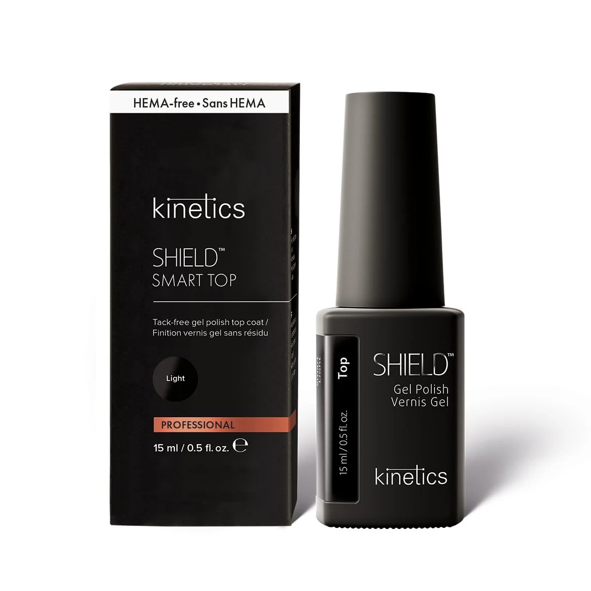 Kinetics SHIELD Smart Light TOP COAT gel lak bezvýpotkový NO HEMA 15 ml