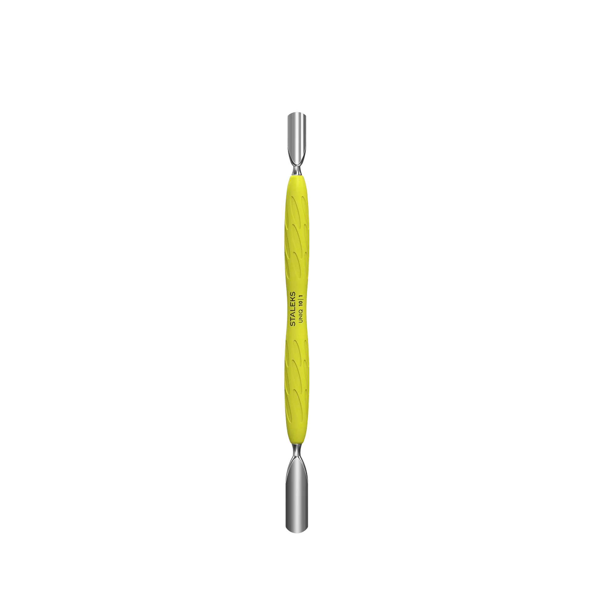 Levně Staleks Zatlačovač UNIQ PQ-10/1Y se silikonovou rukojetí "Gummy yellow"