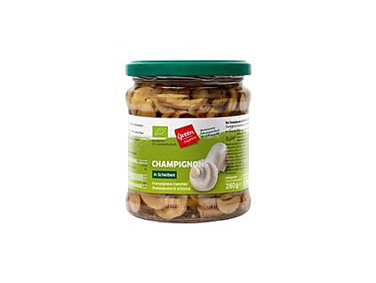 Šampiňóny nakladané krájané 330g BIO GREEN