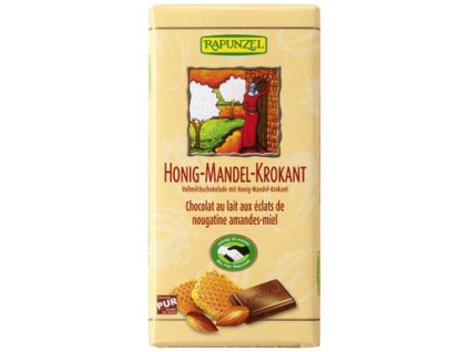 Čokoláda mliečna med mandľa krokanty 100g BIO RAPUNZEL