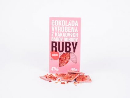 Čokoláda Ruby jahoda 47% 50g LYRA