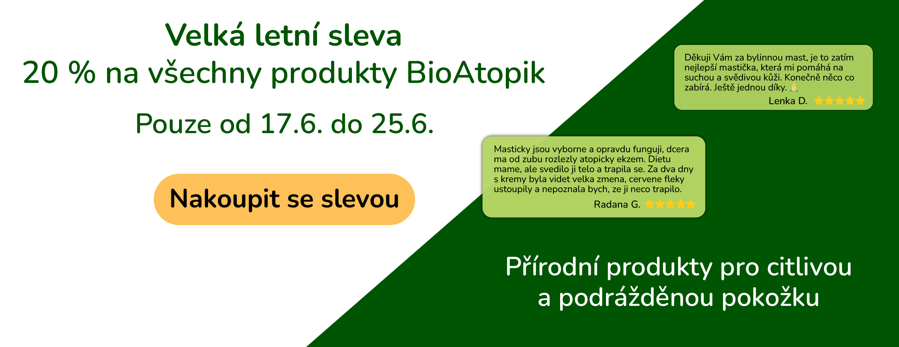 Letní sleva 20 % na všechny produkty BioAtopik