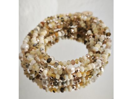 Katyba - tenký náramok z minerálov - jaspis, hematit, riečna perla