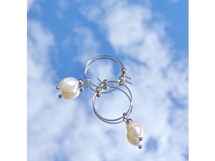 Katyba -  náušnice s bielou riečnou perlou