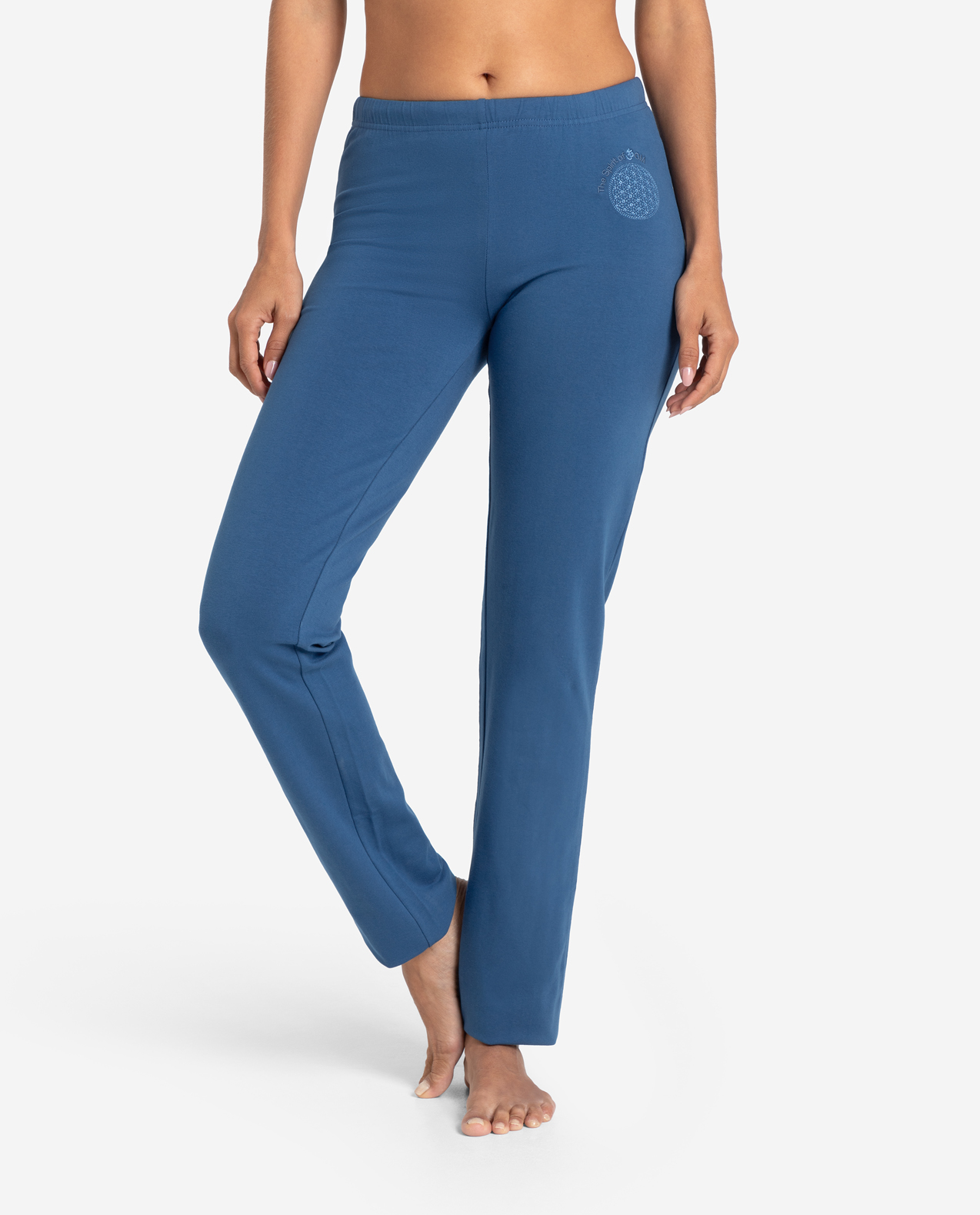 The Spirit of OM wellness kalhoty z bio bavlny dlouhé unisex - džínově modré Velikost: XS