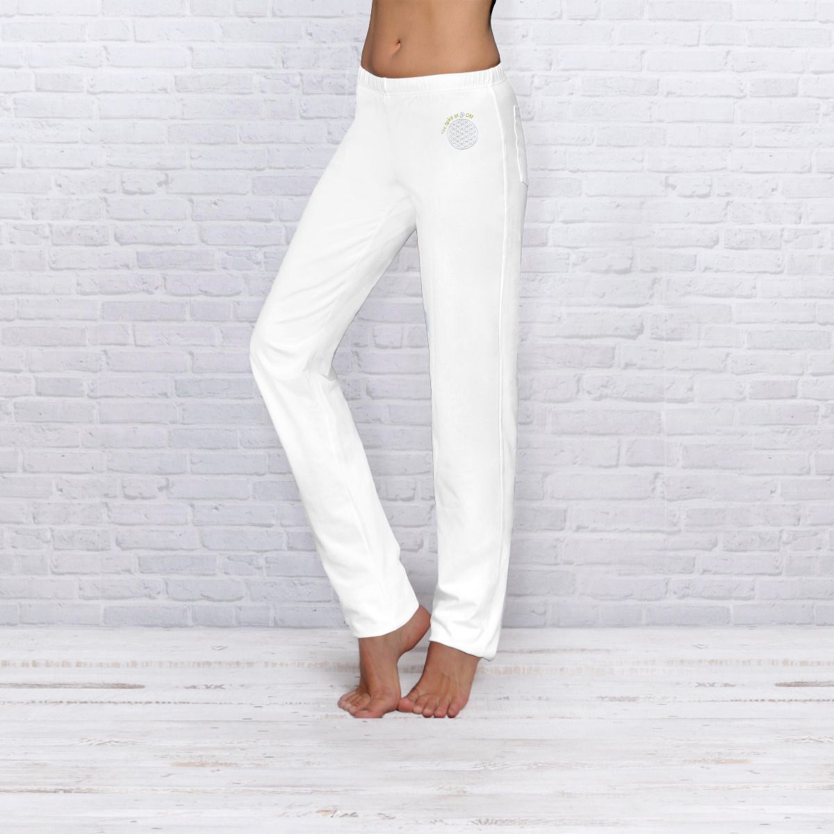 The Spirit of OM wellness kalhoty z bio bavlny dlouhé unisex - bílé Velikost: XL