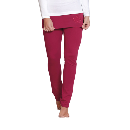 The Spirit of OM kalhoty na jógu se sukýnkou z bio bavlny – červené Velikost: XS