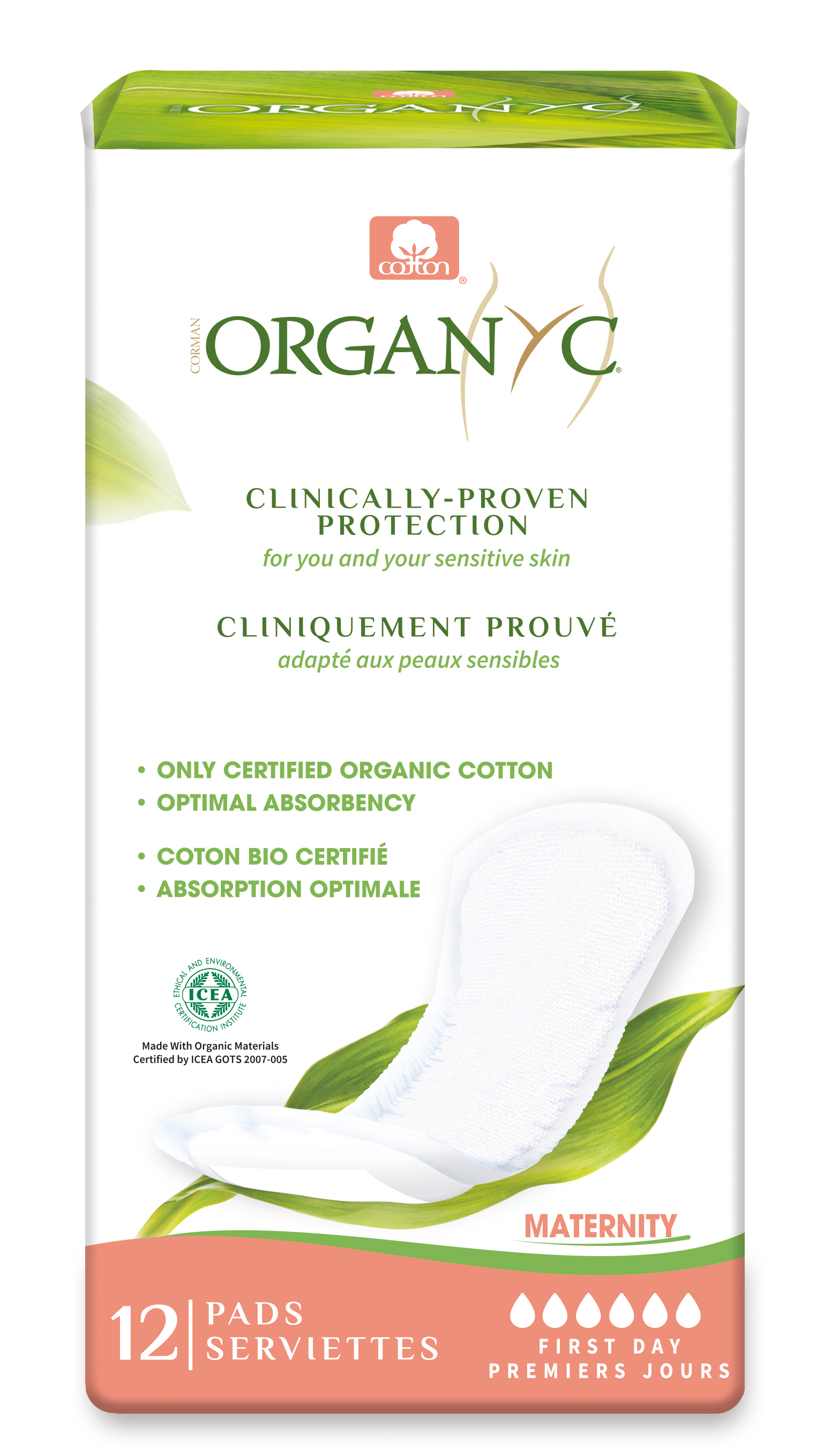 Organyc bio dámské vložky extra silné prodloužené vhodné po porodu (12 ks) velikost balení: kusové balení