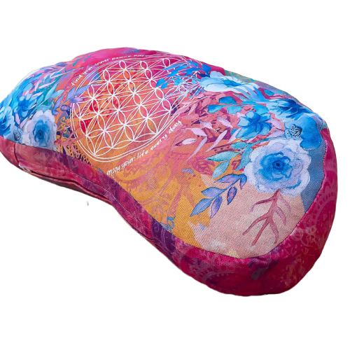 The Spirit of OM meditační polštář z bio bavlny a polodrahokamy - růžový - 40x10 cm
