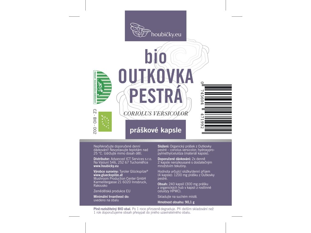 outkovka pestra coriolus versicolor 240kapsli