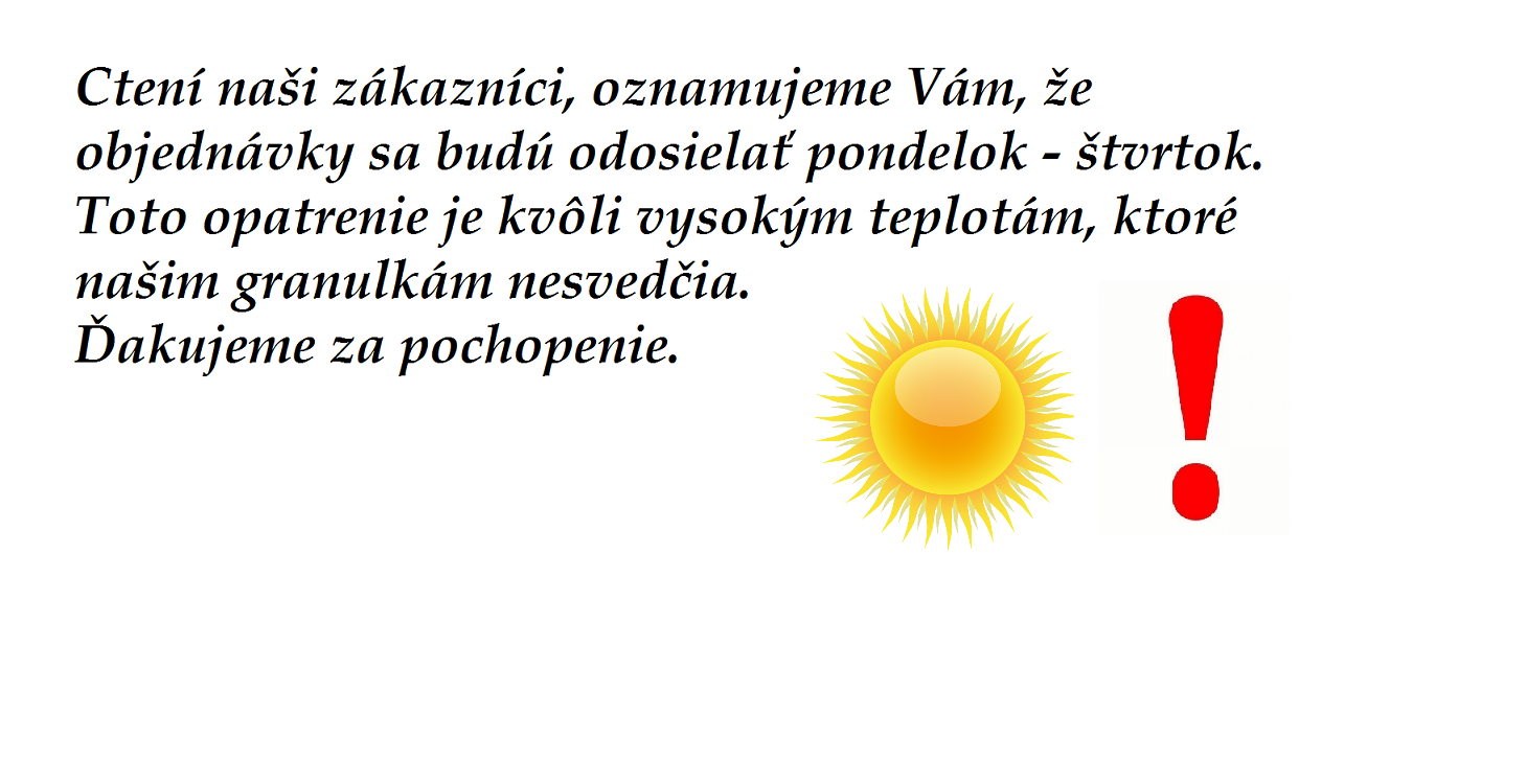 Upozornenie granulky leto