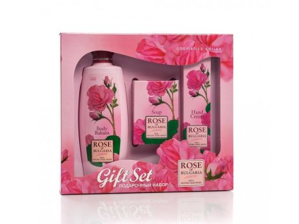 Dámský dárkový set tělové mléko s růžovou vodou , přírodní mýdlo a krém na ruce Rose of Bulgaria 505 ml