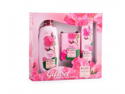 445 1 damsky darkovy set sprchovy gel prirodni mydlo a krem na ruce rose of bulgaria 505 ml