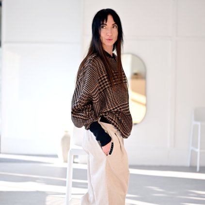 Mikina PERDONA vlna PEPITO brownie (Velikost XS S)