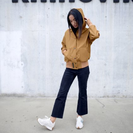 Bomber bunda soft dark camel (Velikost L XL)