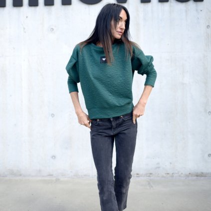 Mikina ARLO structure dark green (Velikost L)