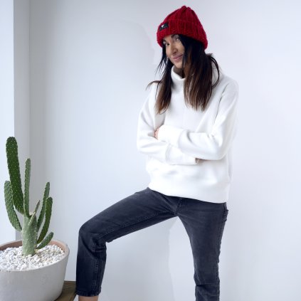 Mikina Fluffy warm white créme (Velikost L XL)