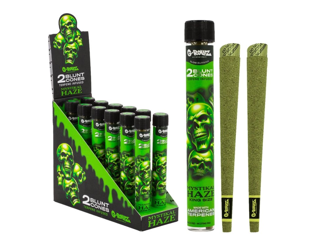 Bild von GR1532C DIS G Rollz Mystikal Haze Terpene Infused Blunt Cones 12 Pack Display 24 Cones 22175fc4 d4fa 48d3 9887 163c2f5e1f36