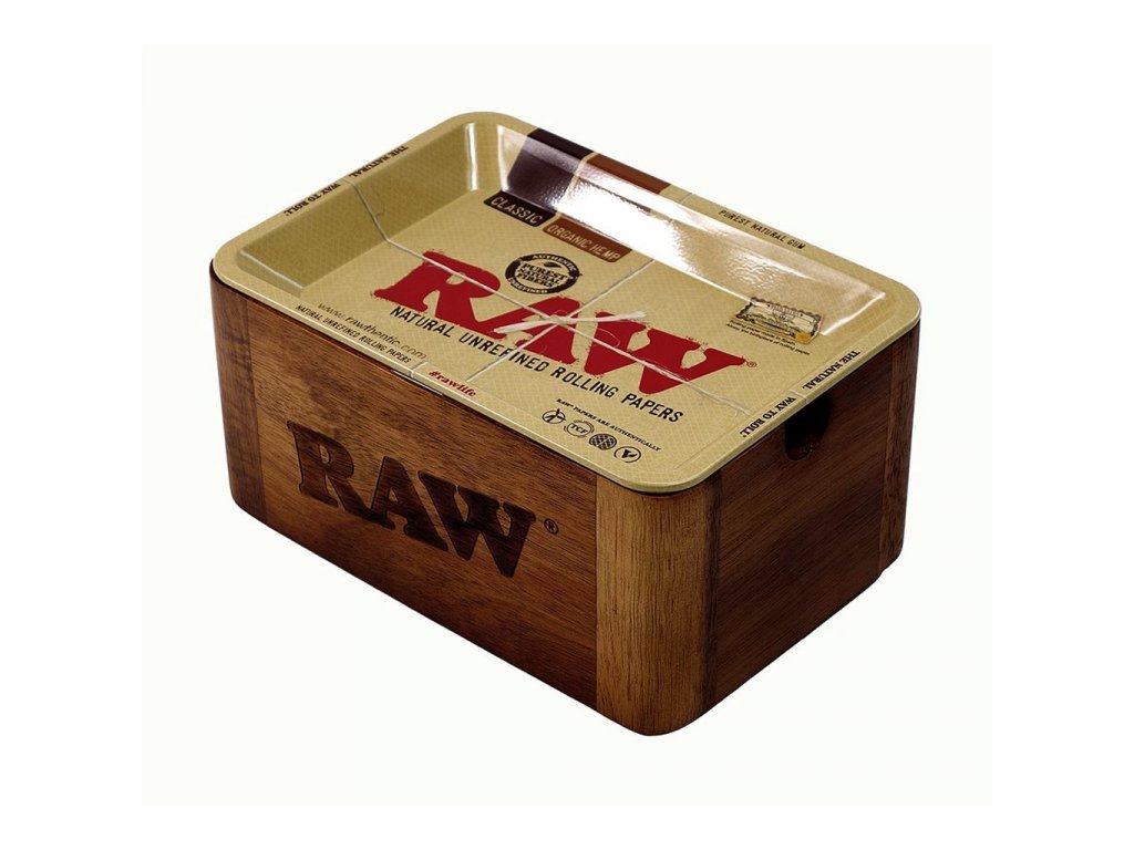 raw cache box mini compact wooden box with metal rolling tray