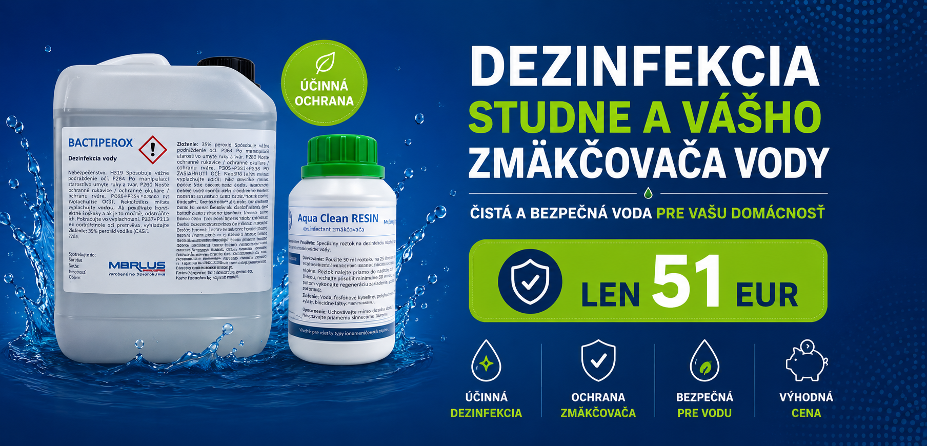 Dezinfekcia vody a zmäkčovača  - set