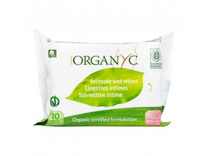 Organyc Vlhčené ubrousky pro intimní hygienu BIO (20 ks) - 100% z biobavlny