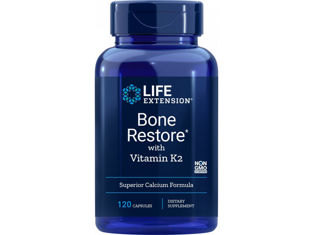 Life Extension Bone Restore with Vitamin K2, 120 kapslí