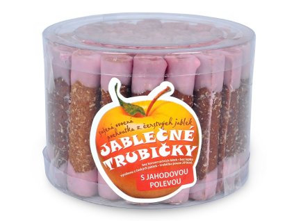 Bioprodukt jablecne trubicky s jahodovou polevou
