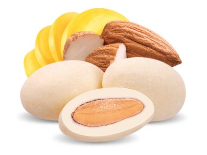 Nuties mandle v bile cokolade s bananem