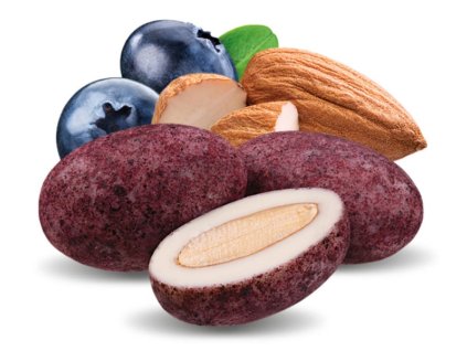 Nuties mandle v bile cokolade s boruvkami