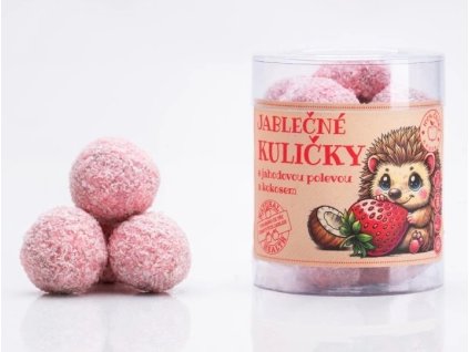 Bioprodukt jablecne kulicky s jahodovou polevou