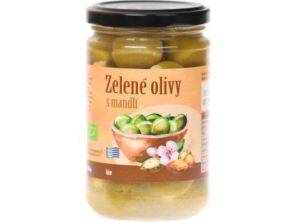 Bio zelené olivy plnené mandľou bio*nebio 320 g