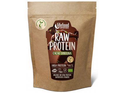 Bio raw proteín kakaový so spirulinou Lifefood 450 g