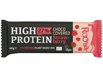 4103 roo bar vysokoproteinova tycinka jahodova v cokolade 40 g bio