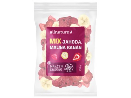 4555 allnature mix lyofilizovaneho ovocie jahoda malina banan 100 g