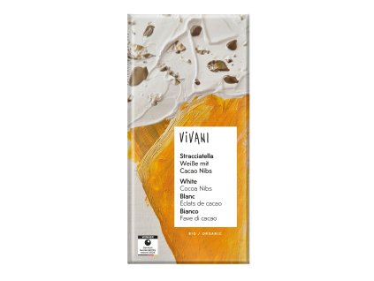 Čokoláda biela s kakaovými bôbmi Stracciatella 80 g BIO VIVANI