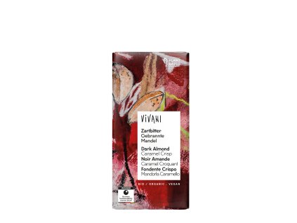 Čokoláda horká s mandľami a karamelom 55 % 80 g BIO VIVANI