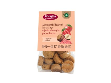 Hrudky lieskoorieškové s jahodovým prachom 100 g BIO ZEMANKA