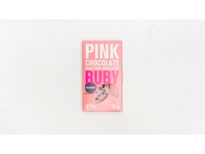 Ružová čokoláda Ruby s čučoriedkami 47%, 50g