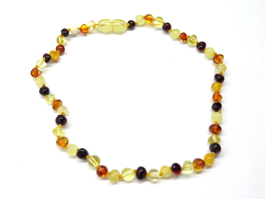 Jantarové korálky pro děti - kulaté, leštěné, multicolor