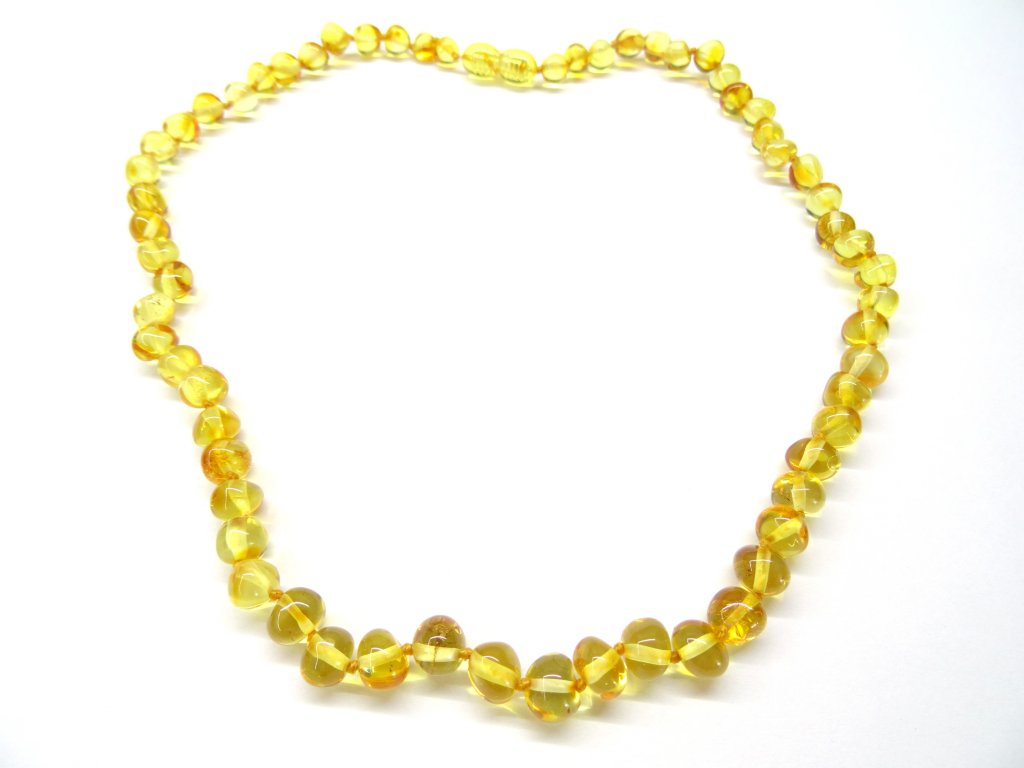 Jantarový náhrdelník pro dospělé - kulaté, leštěné kamínky 45 cm