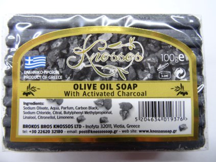 Knossos mýdlo tuhé olivové s aktivním uhlím 100 G