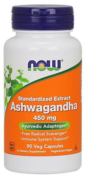 NOW Ashwagandha (Vitánie snodárná) extrakt, 450 mg x 90 rostlinných kapslí
