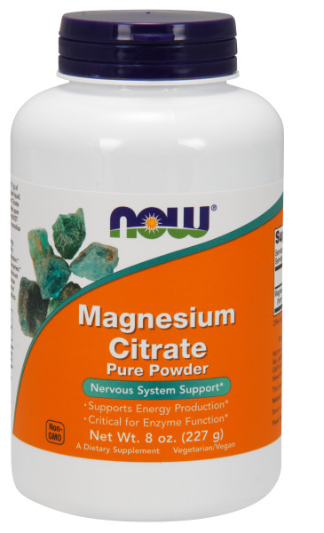 NOW Magnesium Citrate (hořčík citrát), čistý prášek, 227 g